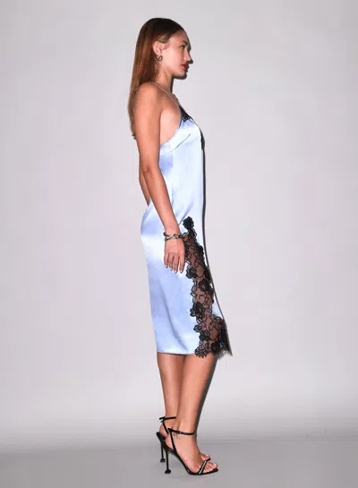 Fleur Du Mal Juliet Lace Appliqué Slip Dress In Blue