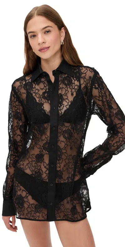 Fleur Du Mal Juliet Lace Button Down Black