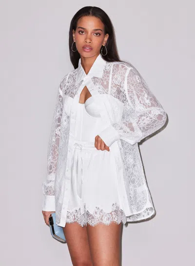 Fleur Du Mal Juliet Lace Button Down In White