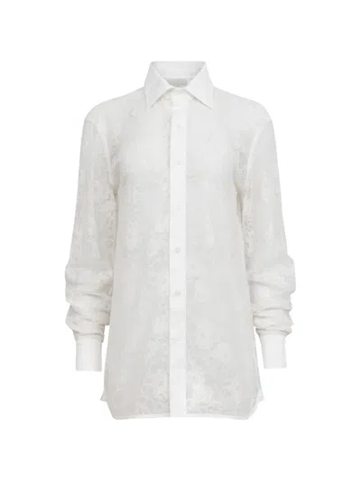 Fleur Du Mal Juliet Lace Buttoned Shirt In White