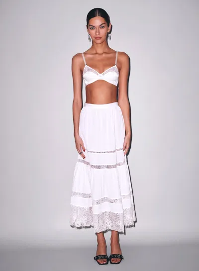 Fleur Du Mal Juliet Lace Maxi Skirt In White