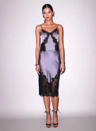 Fleur Du Mal Juliet Lace Silk Cami Top In Purple