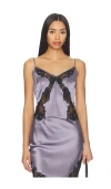 Fleur Du Mal Juliet Lace Silk Cami Top In Purple