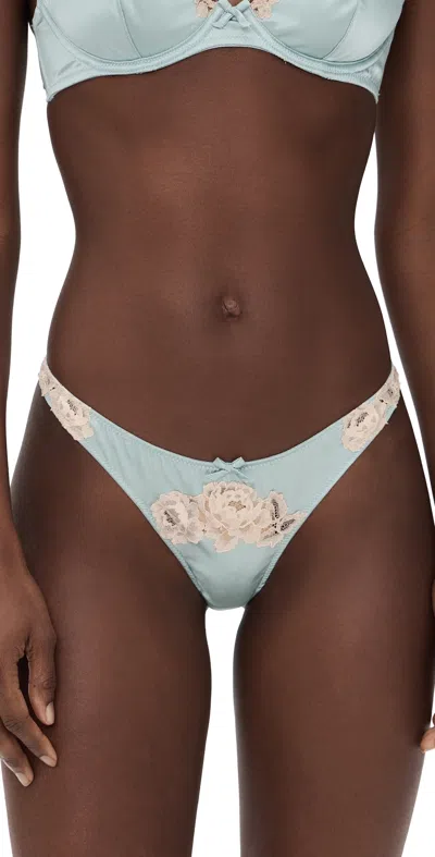 Fleur Du Mal Juliet Lace Thong Frosted Mint In Green