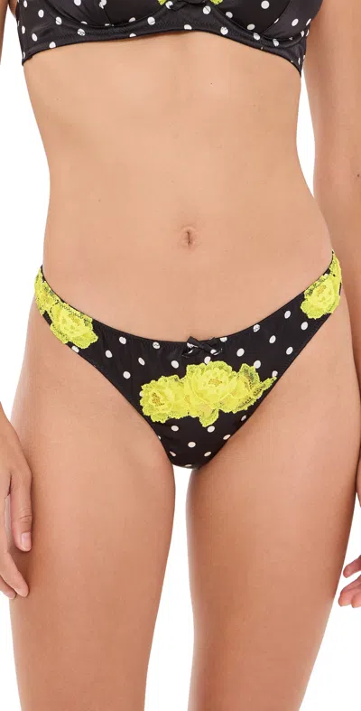 Fleur Du Mal Juliet Lace Thong Small Black Dot