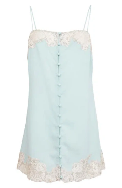 Fleur Du Mal Juliet Lace Trim Button-up Slip In Green