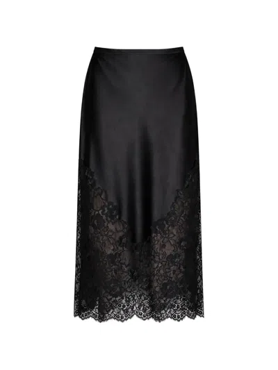 Fleur Du Mal Juliet Lace-trim Midi Skirt In Black