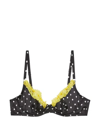 Fleur Du Mal Juliet Lace-trim Polka-dot Bra In Black