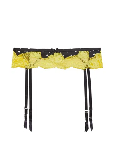Fleur Du Mal Juliet Lace-trim Polka-dot Garter In Multi