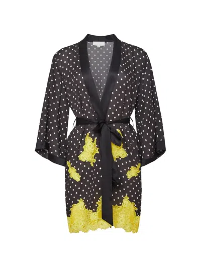Fleur Du Mal Juliet Lace-trim Polka-dot Robe In Multi