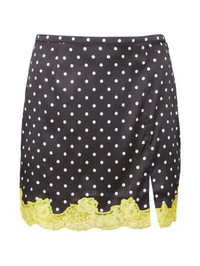 Fleur Du Mal Juliet Polka-dot Lace-trim Mini Skirt In Animal Print