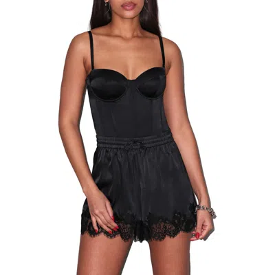 Fleur Du Mal Juliet Silk & Lace Short In Black