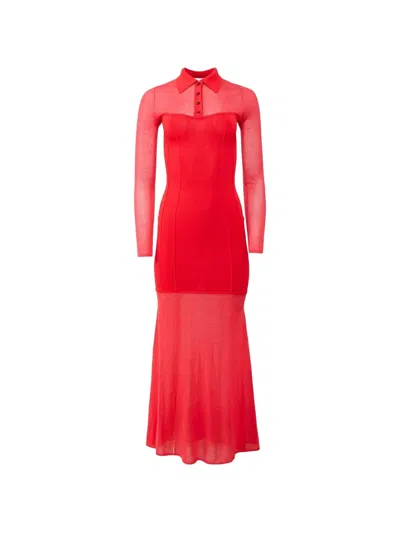 Fleur Du Mal Kate Button Maxi Dress In Red