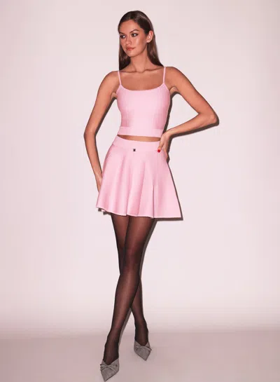 Fleur Du Mal Knit Corset Top In Cherry Blossom