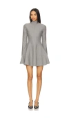 Fleur Du Mal Long Sleeve Flared Corset Dress In Heather Grey