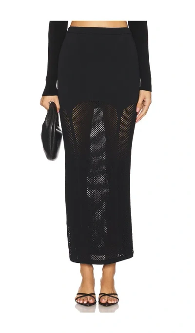 Fleur Du Mal Knit Mesh Garter Skirt In 블랙