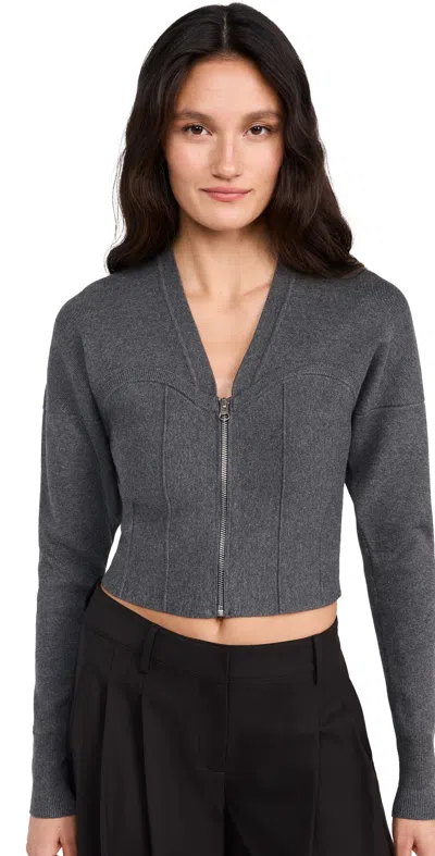 Fleur Du Mal Knit Zip Bustier Cardigan Dark Heather Grey