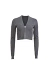 Fleur Du Mal Zip-up Bustier Cardigan In Dark Heather Grey