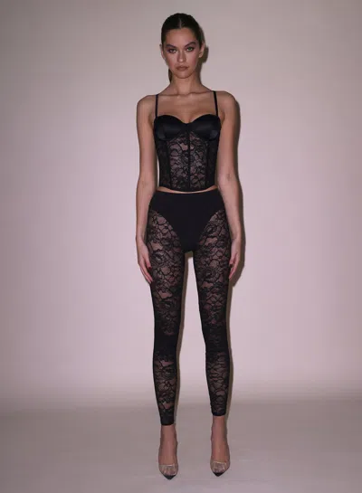 Fleur Du Mal Lace & Jersey Legging In Black