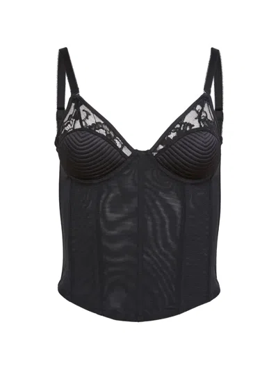 Fleur Du Mal Lace Bra Bustier In Black
