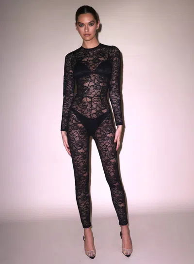 Fleur Du Mal Lace Catsuit In Black
