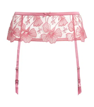 Fleur Du Mal Lace Harper Suspender Belt In Pink