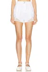 Fleur Du Mal Lace Insert Poplin Boxer Short In White