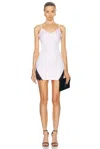 Fleur Du Mal Lace Insert Poplin Mini Dress In Baby Pink