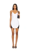 Fleur Du Mal Lace Insert Poplin Mini Dress In Baby Pink
