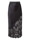 Fleur Du Mal Silk And Chantilly Lace Skirt In Black