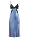 Fleur Du Mal Silk And Lace Cutout Slip Dress In Blue