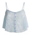 Fleur Du Mal Lace Jasmine Flutter Camisole In Blue