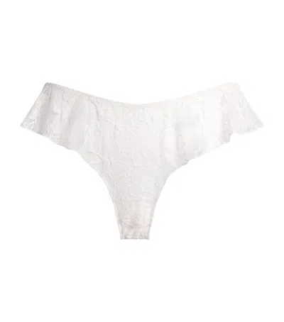 Fleur Du Mal Lace Jasmine Flutter Thong In White