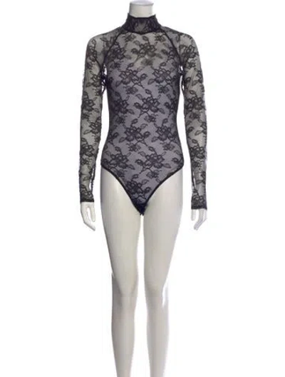 Pre-owned Fleur Du Mal Lace Lace Pattern Bodysuit In Purple