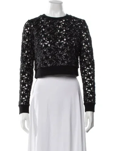 Pre-owned Fleur Du Mal Lace Pattern Crew Neck Top In Black/metallic