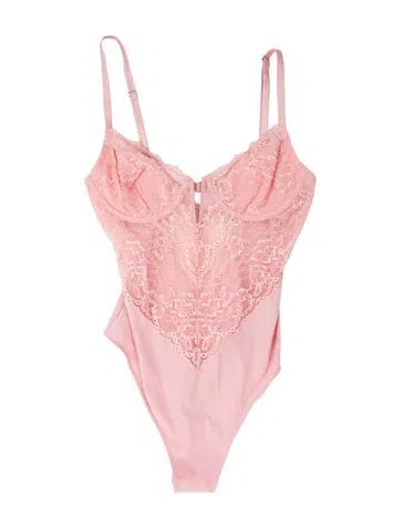 Pre-owned Fleur Du Mal Lace Pattern Halterneck Crop Top W/ Tags In Pink