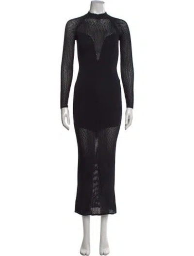 Pre-owned Fleur Du Mal Lace Pattern Long Dress In Black