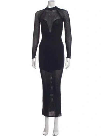 Pre-owned Fleur Du Mal Lace Pattern Long Dress In Blue