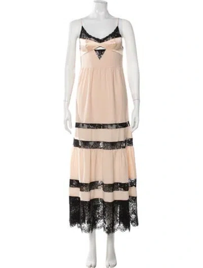 Pre-owned Fleur Du Mal Lace Pattern Long Dress In Neutral