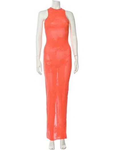 Pre-owned Fleur Du Mal Lace Pattern Long Dress In Orange