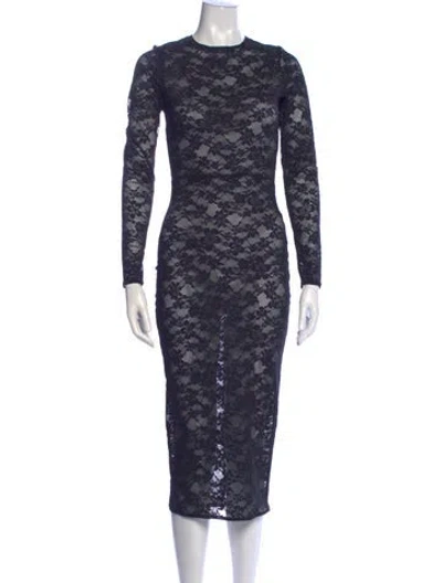 Pre-owned Fleur Du Mal Lace Pattern Midi Length Dress In Blue