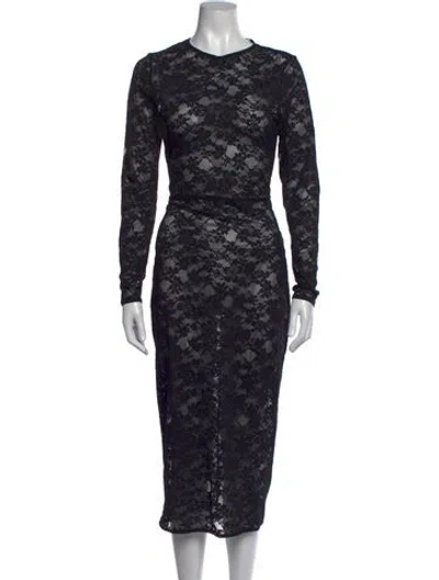 Pre-owned Fleur Du Mal Lace Pattern Midi Length Dress In Blue