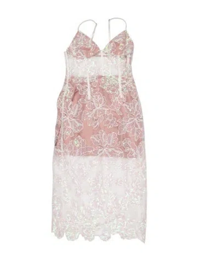 Pre-owned Fleur Du Mal Lace Pattern Midi Length Dress W/ Tags In Pink