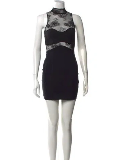 Pre-owned Fleur Du Mal Lace Pattern Mini Dress In Black