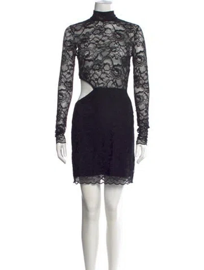 Pre-owned Fleur Du Mal Lace Pattern Mini Dress In Black