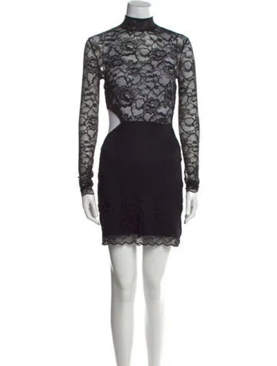 Pre-owned Fleur Du Mal Lace Pattern Mini Dress W/ Tags In Black