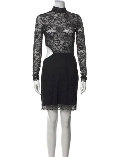 Pre-owned Fleur Du Mal Lace Pattern Mini Dress W/ Tags In Black