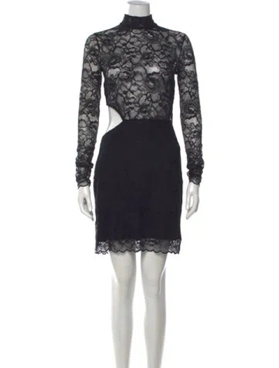 Pre-owned Fleur Du Mal Lace Pattern Mini Dress W/ Tags In Black