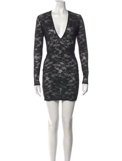 Pre-owned Fleur Du Mal Lace Pattern Mini Dress W/ Tags In Gray