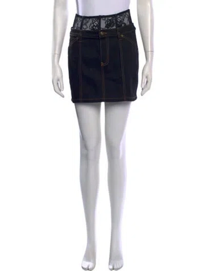 Pre-owned Fleur Du Mal Lace Pattern Mini Skirt In Black